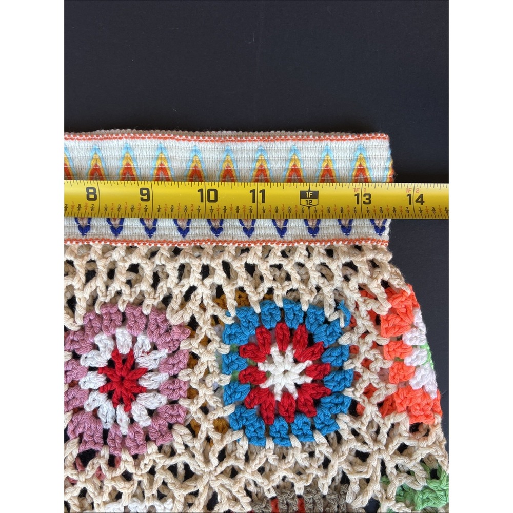 Granny Square Crochet Shorts Womens L Boho Festival Colorful Knit Pull On - Picture 9 of 13